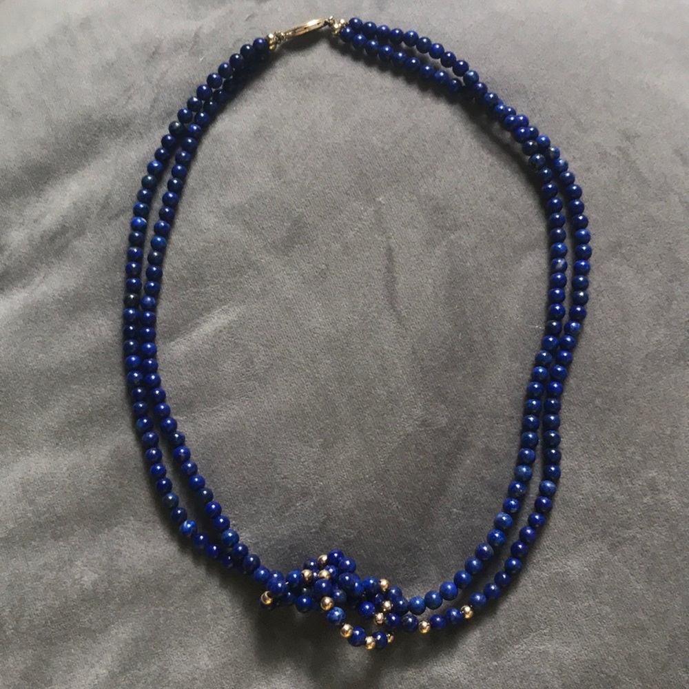 Lapis necklace w/ 14kt gold beads & clasp